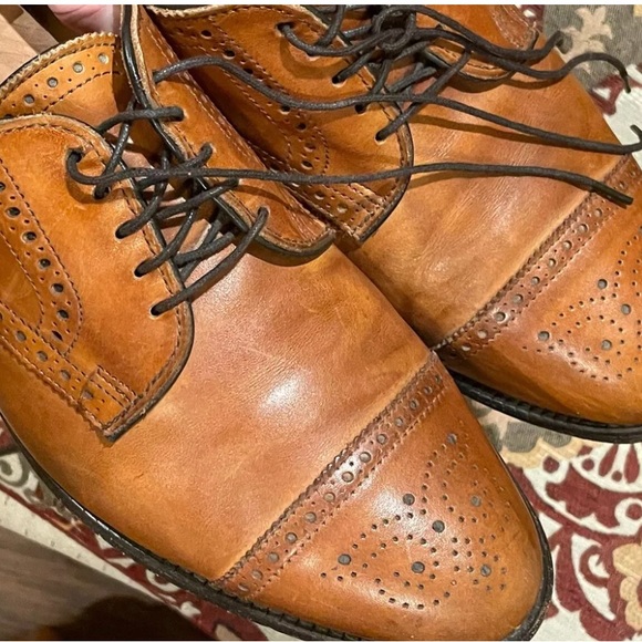 Allen Edmonds McAllister Bench Welt Wingtip Oxford Shoes Men's Size 10.5 Tan Use - Picture 9 of 12